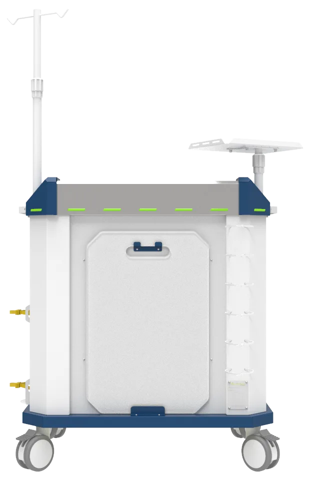 Carrinho de emergência BCT Basic Cart 001 da Udow Tecnologia, acabamento azul
