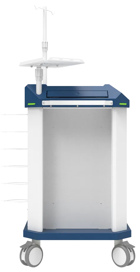 Carrinho de emergência BCT Basic Cart 001 da Udow Tecnologia, acabamento azul