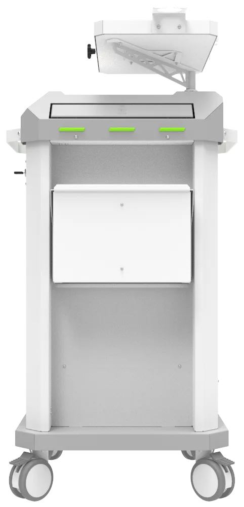 Carrinho beira-leito BDP Basic Dispenser 001 da Udow Tecnologia, acabamento cinza