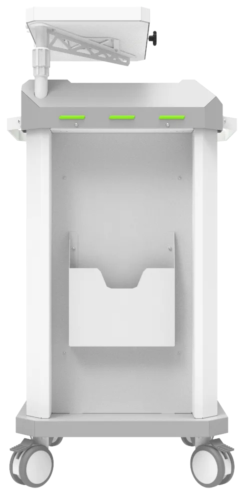Carrinho beira-leito BDP Basic Dispenser 001 da Udow Tecnologia, acabamento cinza