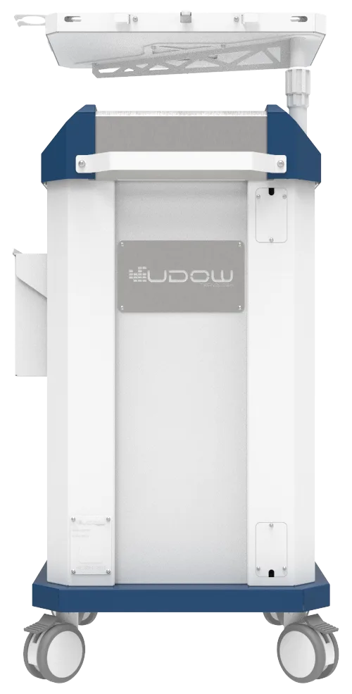 Carrinho beira-leito BDP Basic Dispenser 002 da Udow Tecnologia, acabamento azul