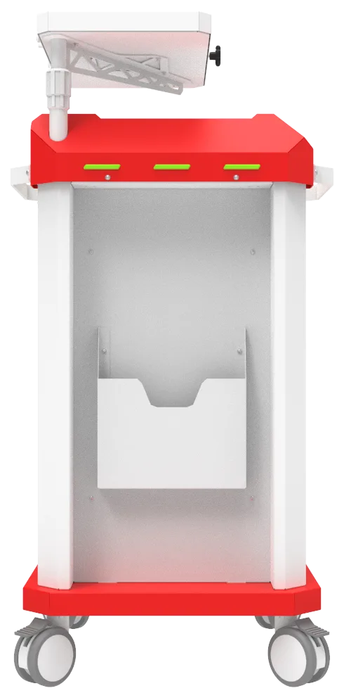 Carrinho beira-leito BDP Basic Dispenser 002 da Udow Tecnologia, acabamento vermelho